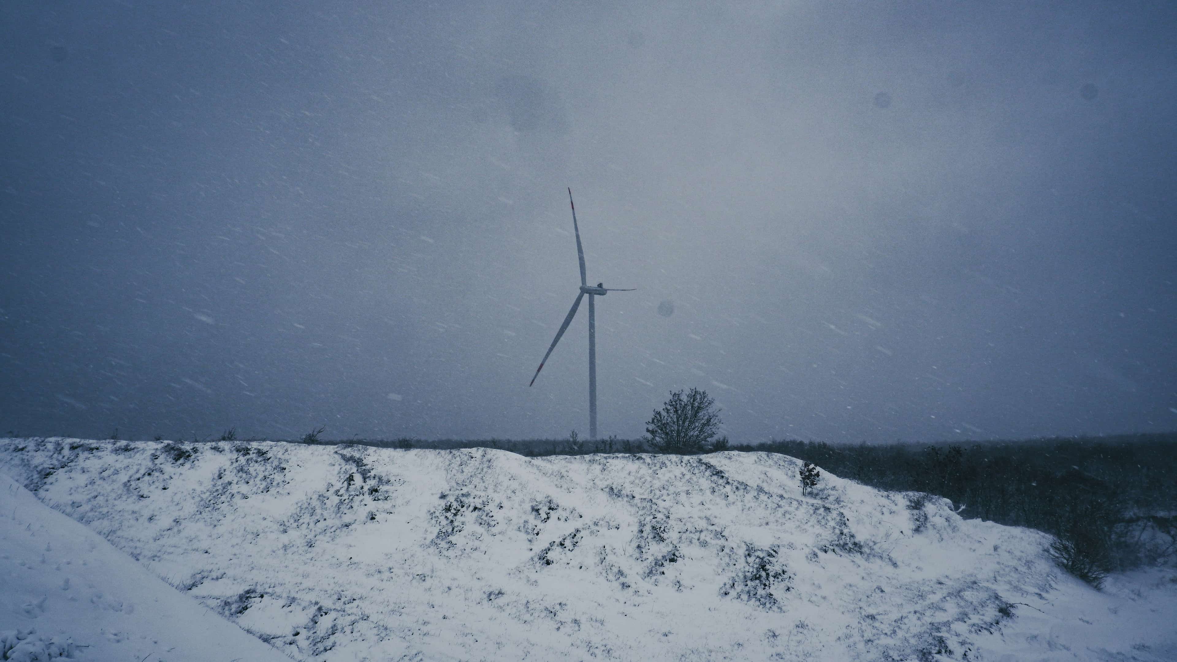 Wind turbine during a heavy storm